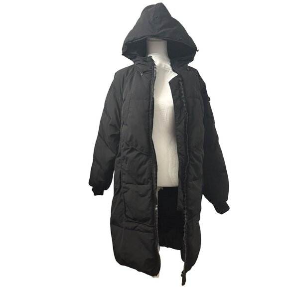 Long Black Puffer Coat With Faux Fur Hood & Zipper Closure By You.u Size XL - Picture 7 of 16